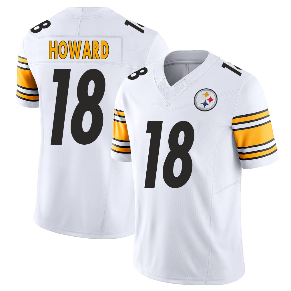 Pittsburgh #18 Howard Player Football V Neck Short Sleeve White Jersey Will For Men Youth Women Gift