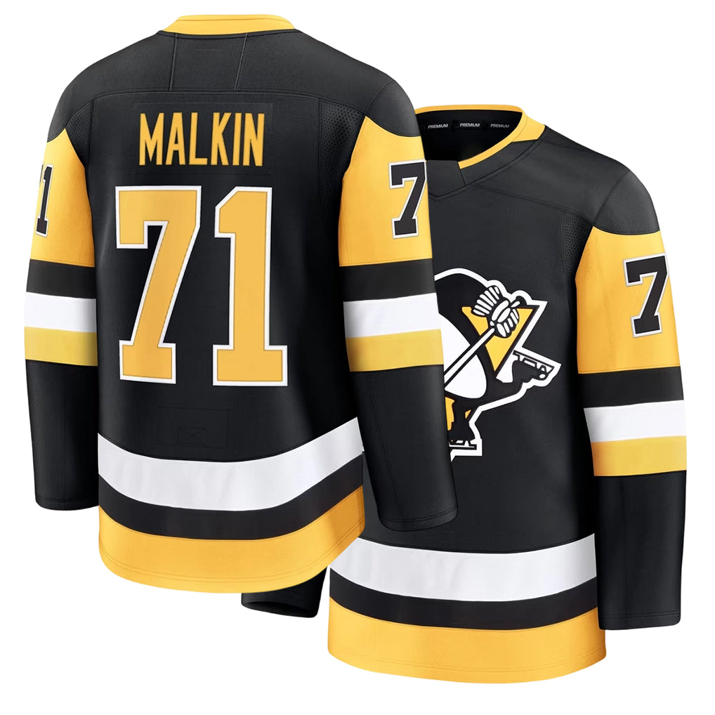 Mens Pittsburgh #71 Malkin Player Ice hockey Long Sleeve Black Evgeni Jersey