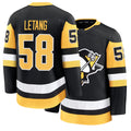 Mens Pittsburgh #58 Letang Player Ice hockey Long Sleeve Black Kris Jersey