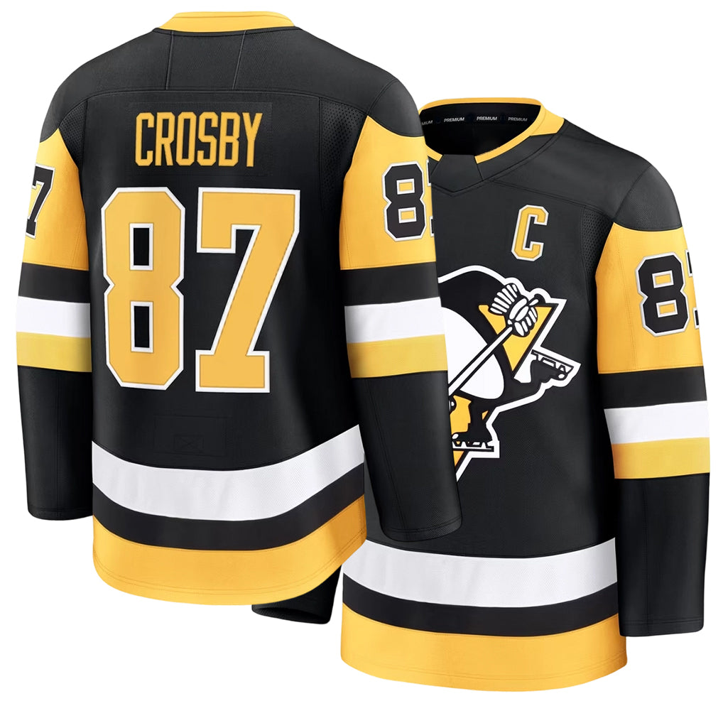 Mens Pittsburgh #87 Crosby Player Ice hockey Long Sleeve Black Sidney Jersey