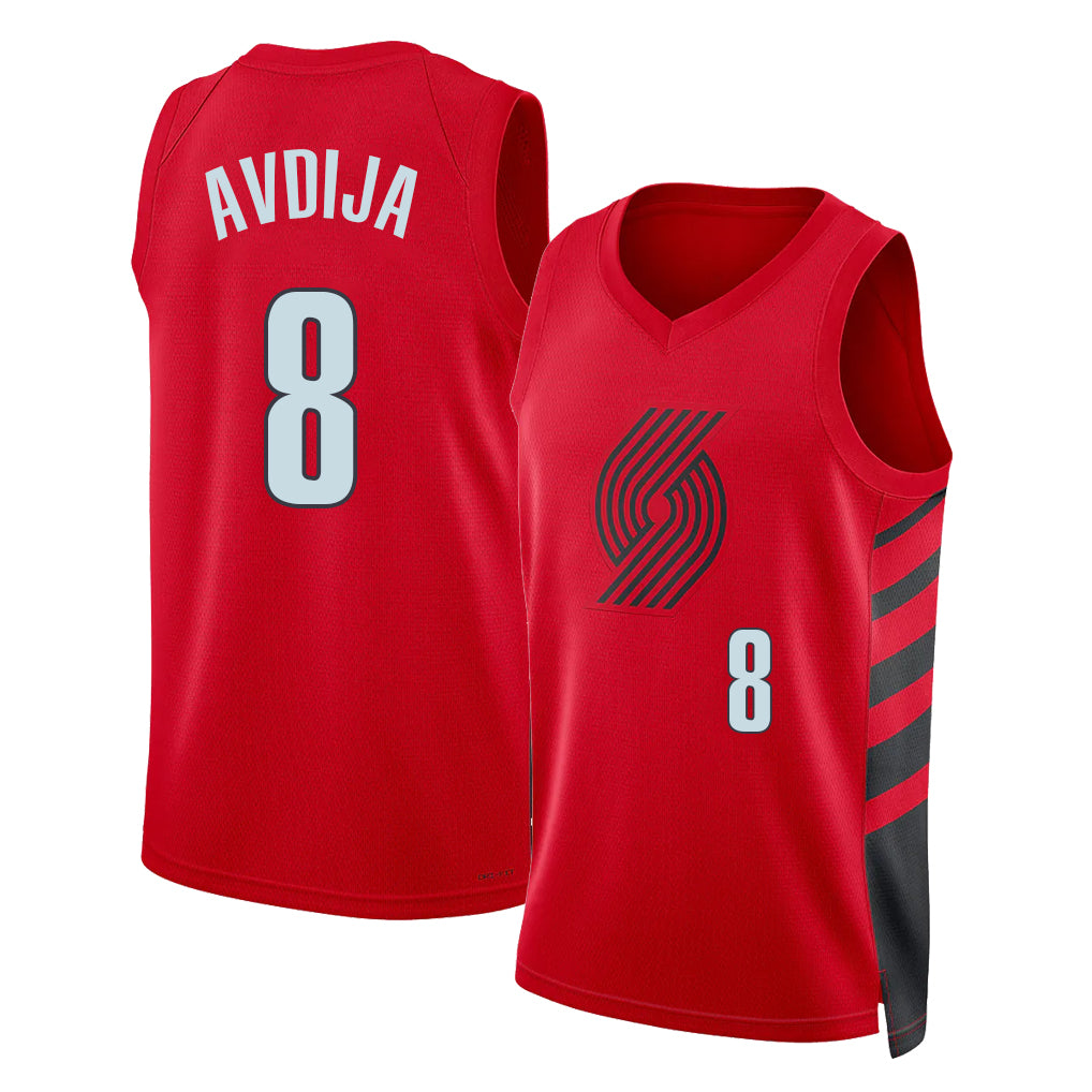 Portland #8 Avdija Player Basketball Sleeveless Red Jersey Deni For Adult Youth