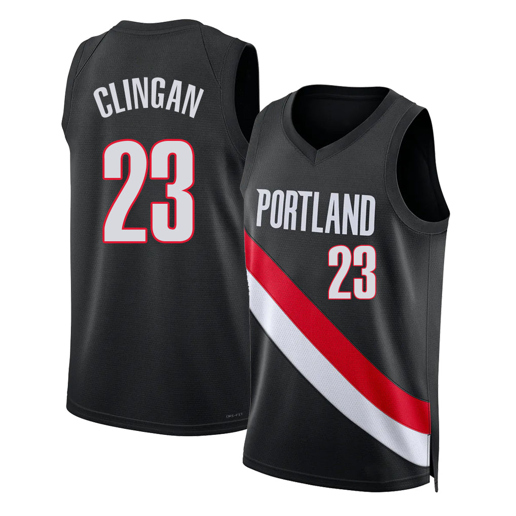 Portland #23 Clingan Player Basketball Sleeveless Black Jersey Donovan For Adult Youth