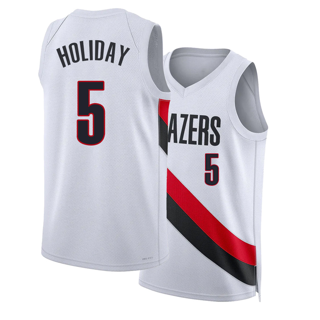 Portland #5 Holiday Player Basketball Sleeveless White Jersey Jrue For Adult Youth