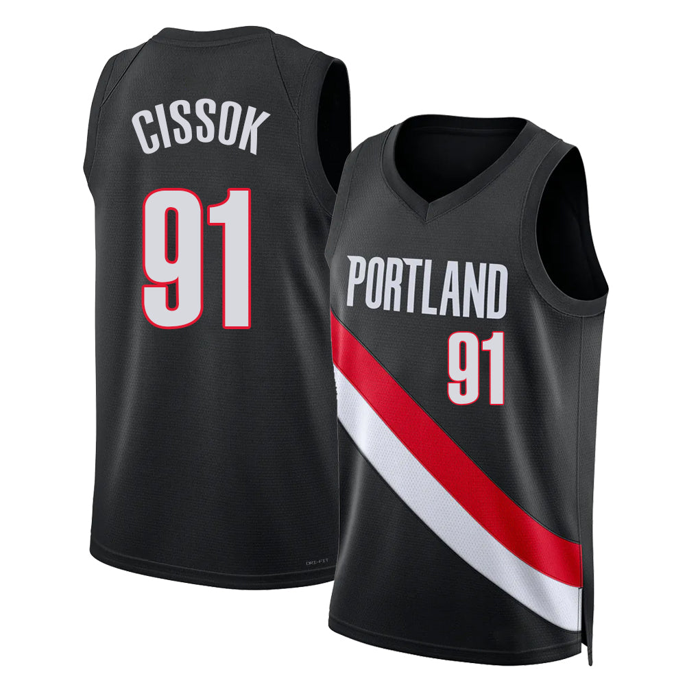 Portland #91 Cissoko Player Basketball Sleeveless Black Jersey Sidy For Adult Youth