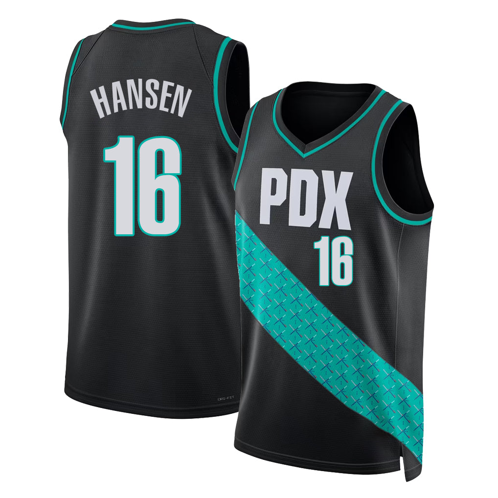 Portland #16 Hansen Player Basketball Sleeveless Black Jersey Yang For Adult Youth