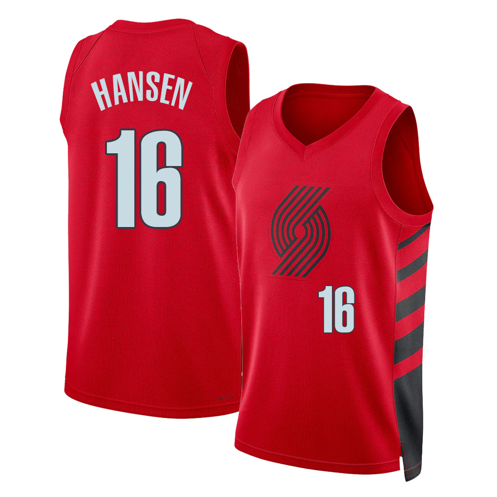 Portland #16 Hansen Player Basketball Sleeveless Red Jersey Yang For Adult Youth