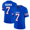 SMU #7 Harmon Player College Football V Neck Short Sleeve Blue Jersey Deuce For Men Youth Women