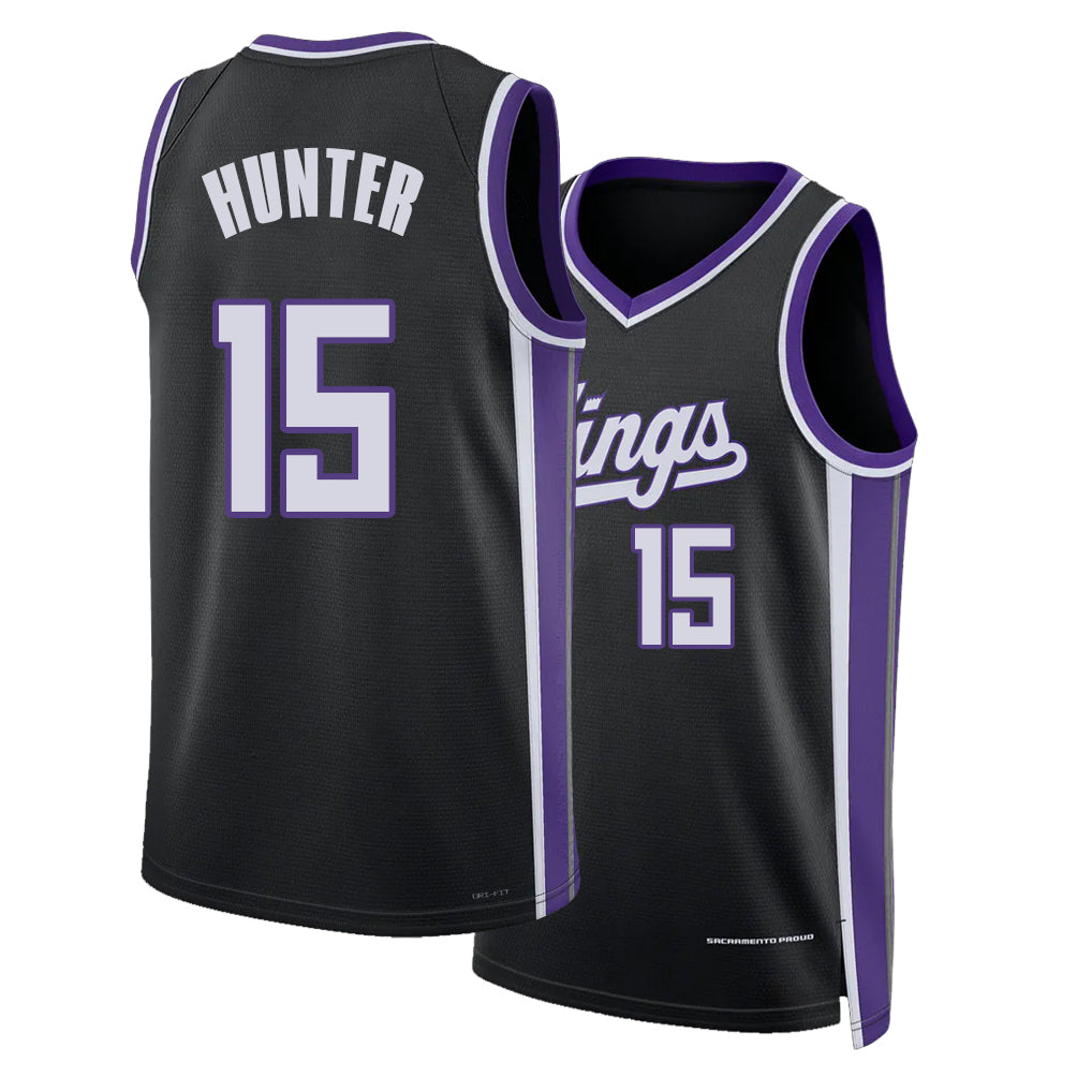 Sacramento #15 Hunter Player Basketball Sleeveless Black Jersey De'Andre For Adult Youth