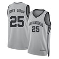 San Antonio #25 Jones Garcia Player Basketball Sleeveless Silver Jersey David For Adult Youth