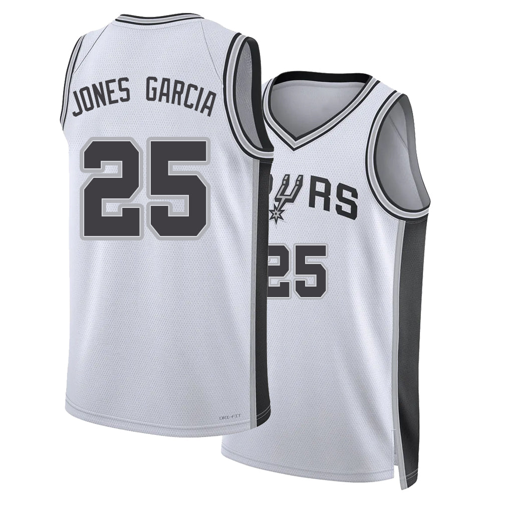 San Antonio #25 Jones Garcia Player Basketball Sleeveless White Jersey David For Adult Youth
