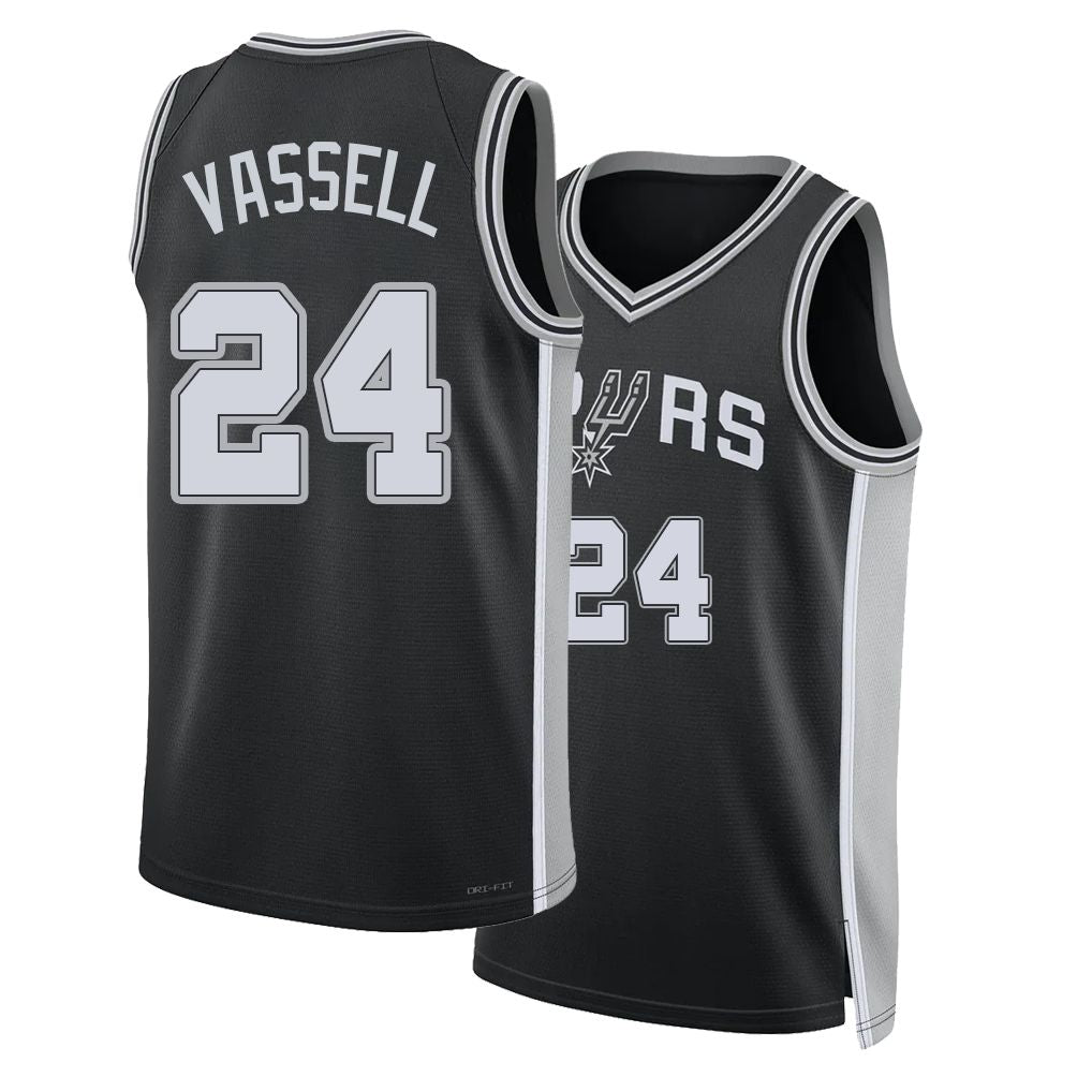 San Antonio #24 Vassell Player Basketball Sleeveless Black Jersey Devin For Adult Youth