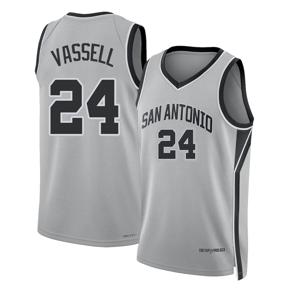 San Antonio #24 Vassell Player Basketball Sleeveless Silver Jersey Devin For Adult Youth
