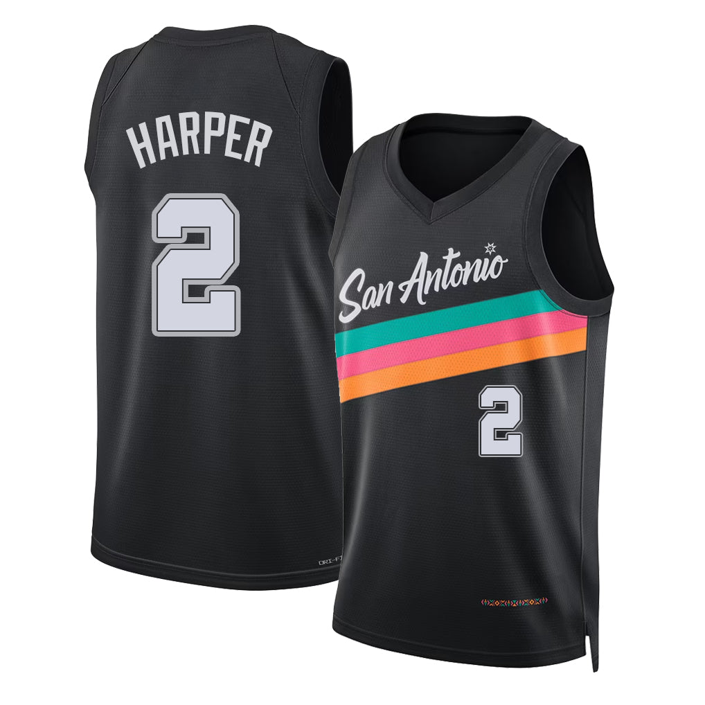 San Antonio #2 Harper Player Basketball Sleeveless Black Jersey Dylan For Adult Youth
