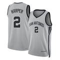 San Antonio #2 Harper Player Basketball Sleeveless Silver Jersey Dylan For Adult Youth
