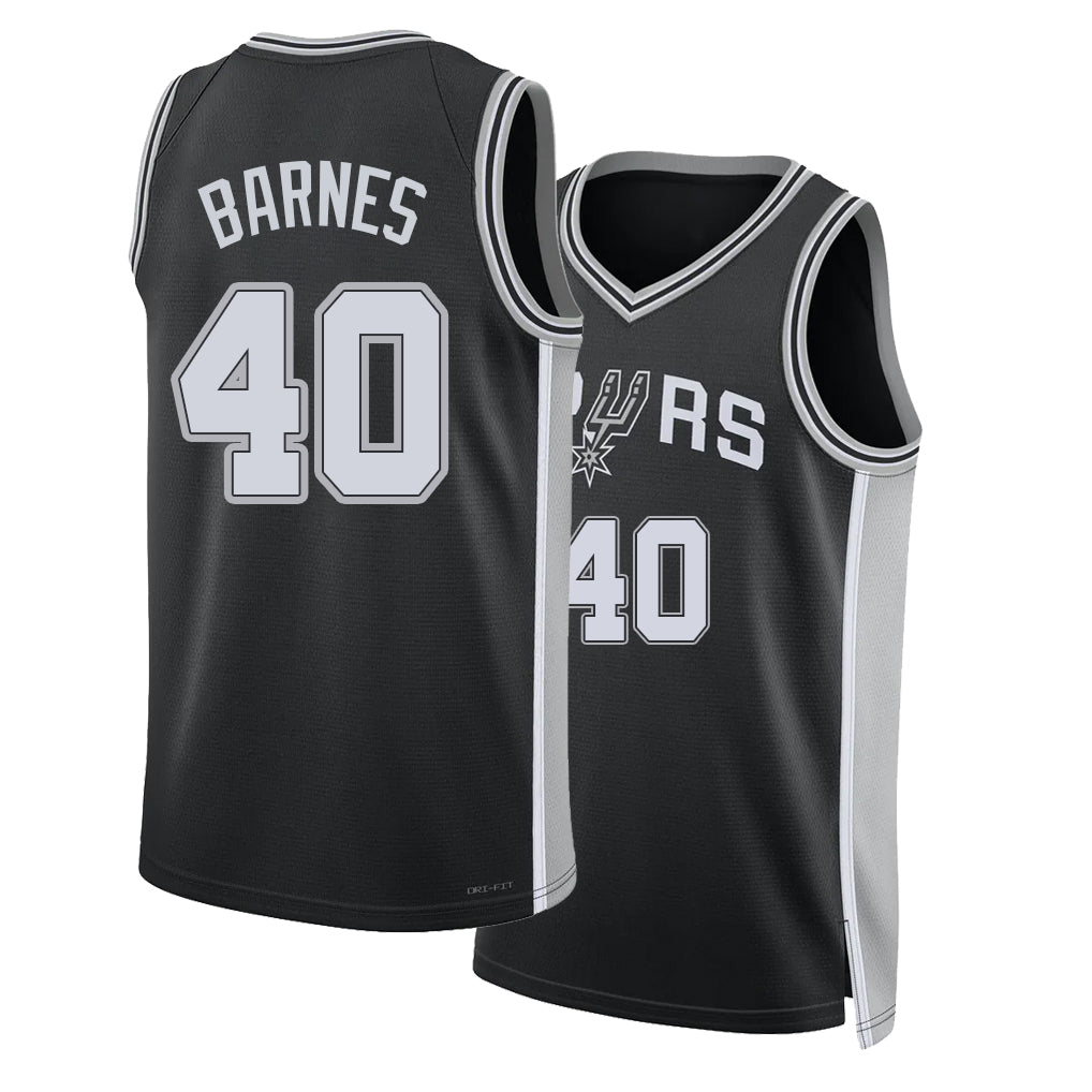 San Antonio #40 Barnes Player Basketball Sleeveless Black Jersey Harrison For Adult Youth