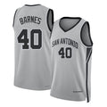 San Antonio #40 Barnes Player Basketball Sleeveless Silver Jersey Harrison For Adult Youth