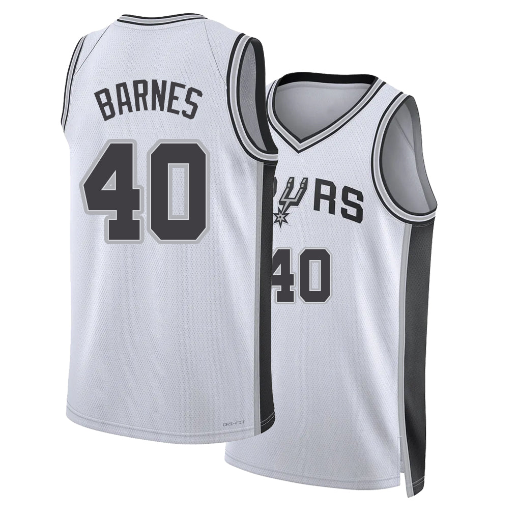 San Antonio #40 Barnes Player Basketball Sleeveless White Jersey Harrison For Adult Youth
