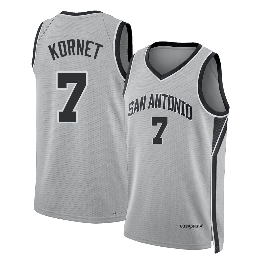 San Antonio #7 Kornet Player Basketball Sleeveless Silver Jersey Luke For Adult Youth