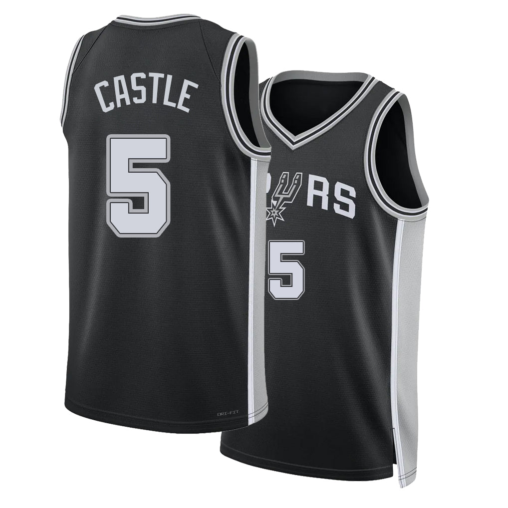San Antonio #5 Castle Player Basketball Sleeveless Black Jersey Stephon For Adult Youth