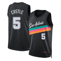 San Antonio #5 Castle Player Basketball Sleeveless Black Jersey Stephon For Adult Youth