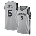 San Antonio #5 Castle Player Basketball Sleeveless Silver Jersey Stephon For Adult Youth