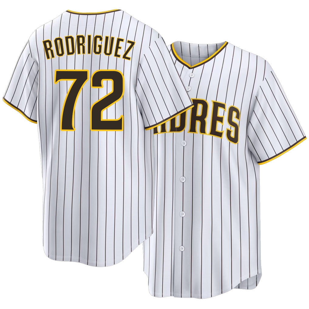 San Diego #72 Rodriguez Player Baseball Short Sleeve White Jersey Bradgley For Men Women Youth Gift