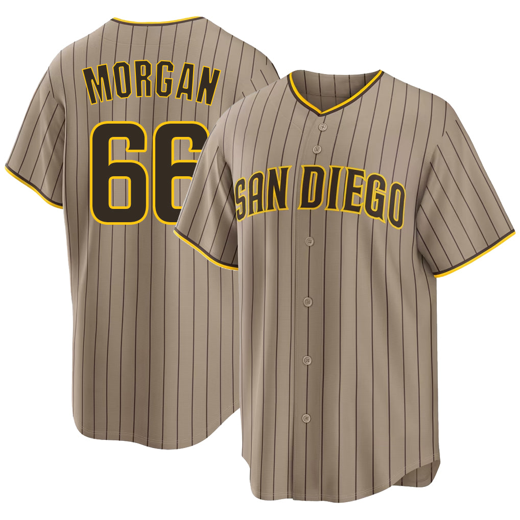 San Diego #66 Morgan Player Baseball Short Sleeve Sand Jersey David For Men Women Youth Gift
