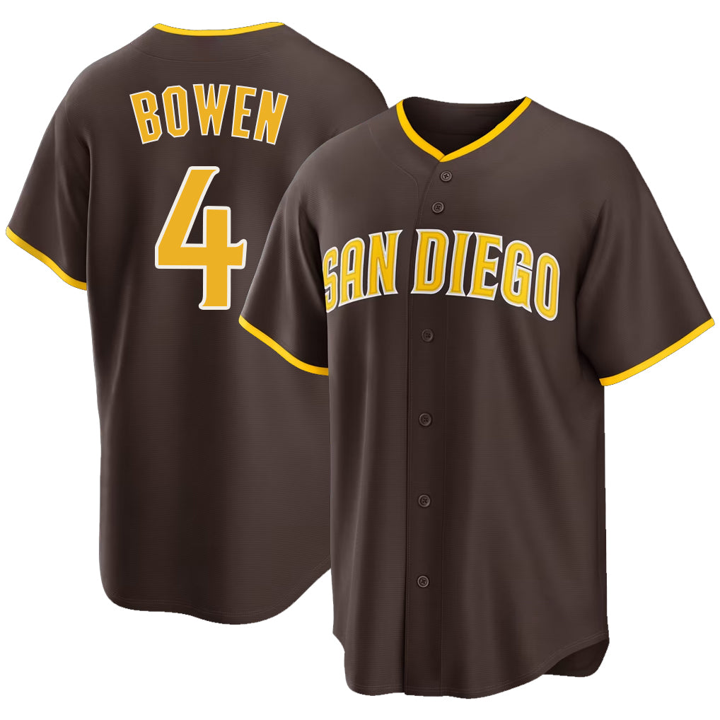 San Diego #4 Bowen Player Baseball Short Sleeve Brown Jersey Jase For Men Women Youth Gift