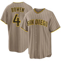 San Diego #4 Bowen Player Baseball Short Sleeve Sand Jersey Jase For Men Women Youth Gift