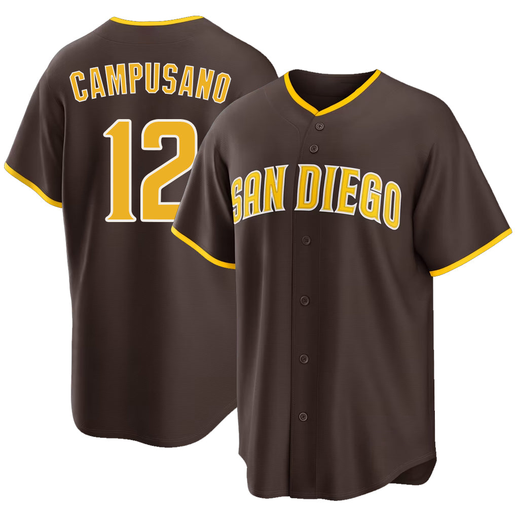San Diego #12 Campusano Player Baseball Short Sleeve Brown Jersey Luis For Men Women Youth Gift