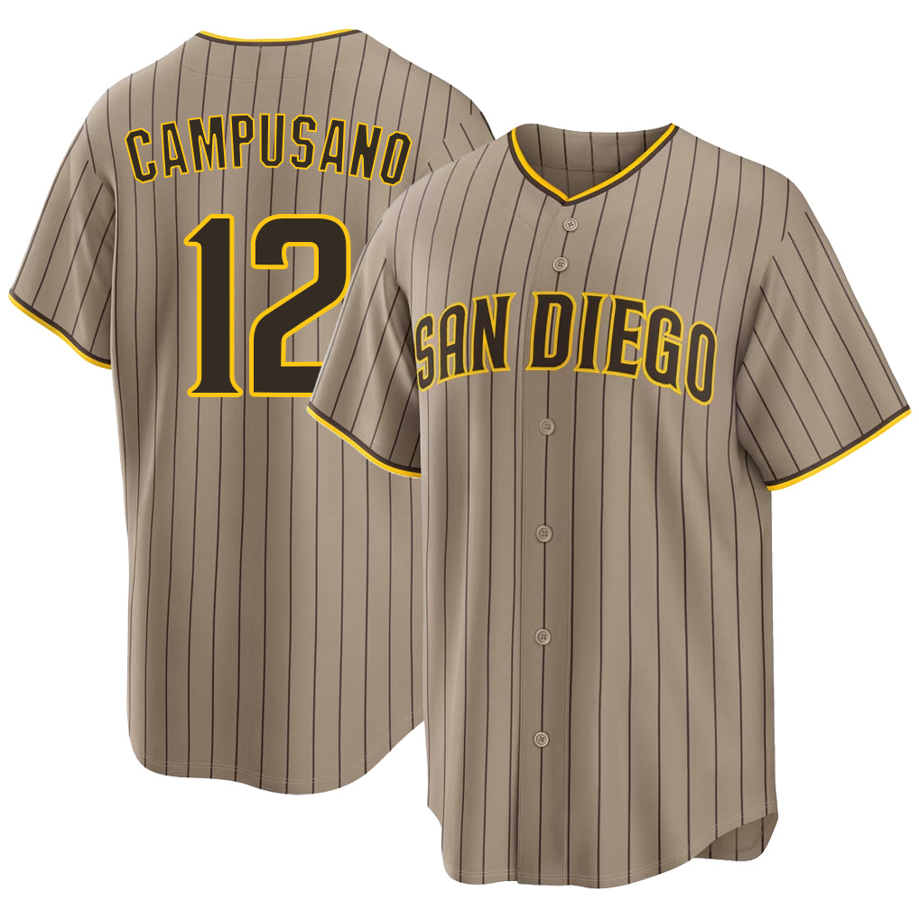 San Diego #12 Campusano Player Baseball Short Sleeve Sand Jersey Luis For Men Women Youth Gift