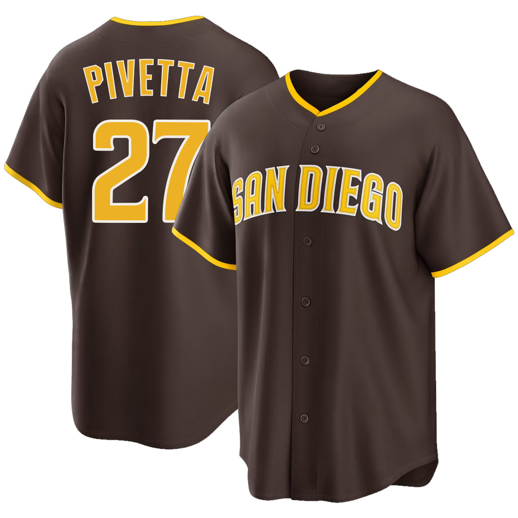 San Diego #27 Pivetta Player Baseball Short Sleeve Brown Jersey Nick For Men Women Youth Gift