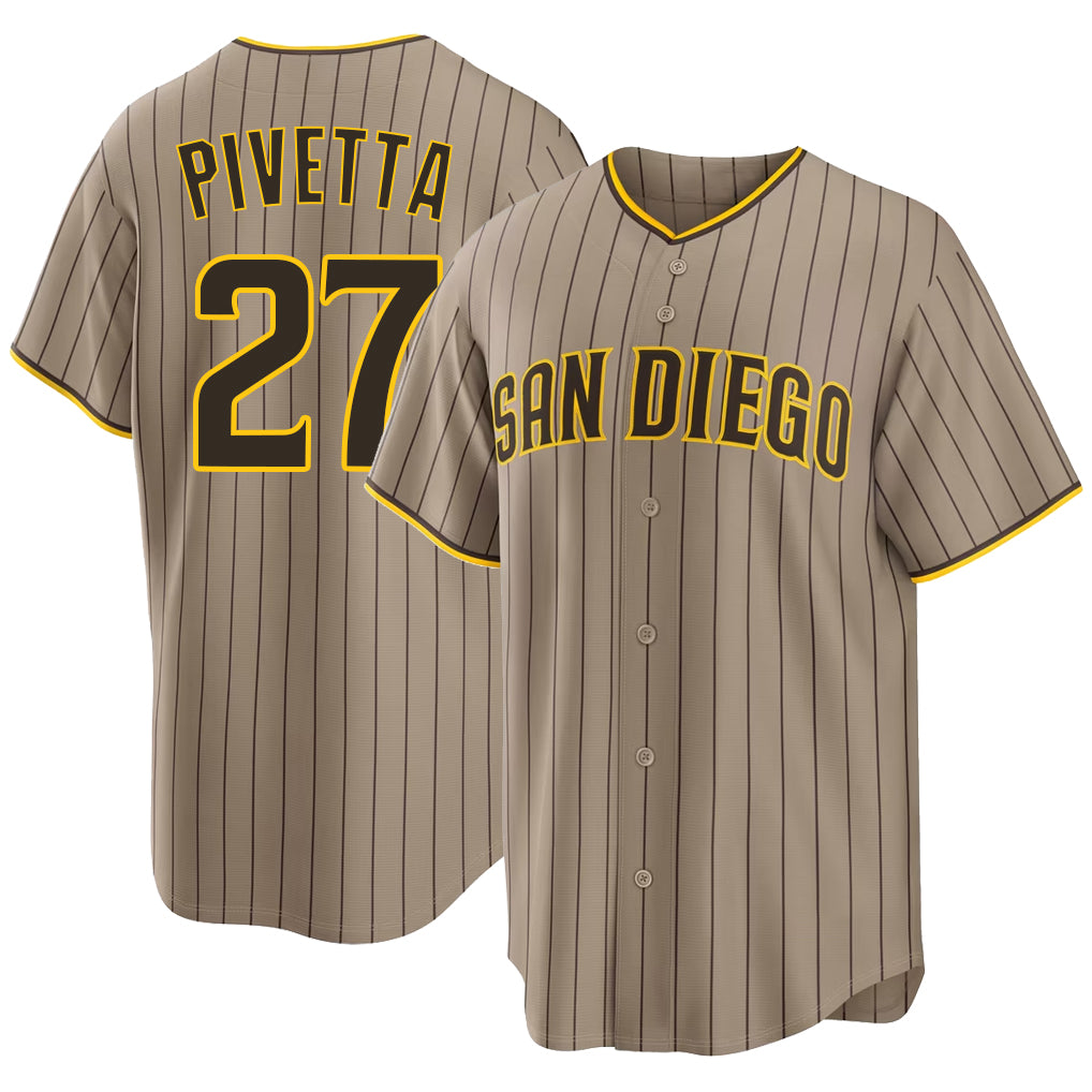 San Diego #27 Pivetta Player Baseball Short Sleeve Sand Jersey Nick For Men Women Youth Gift