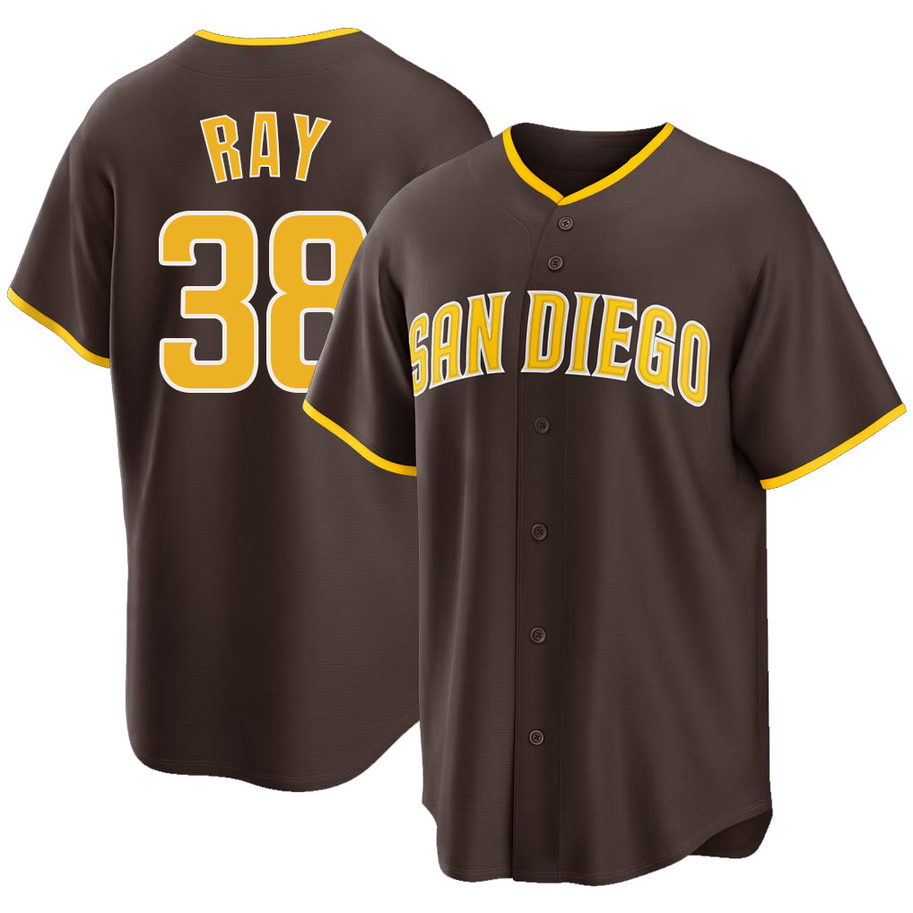 San Diego #38 Ray Player Baseball Short Sleeve Brown Jersey Robbie For Men Women Youth Gift