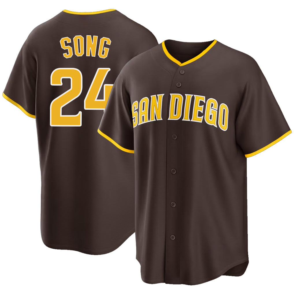 San Diego #24 Song Player Baseball Short Sleeve Brown Jersey Sung-Mun For Men Women Youth Gift