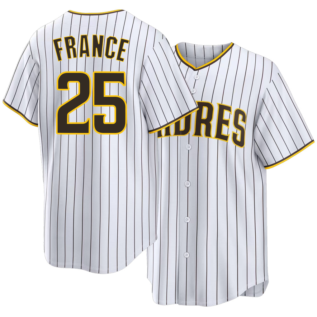 San Diego #25 France Player Baseball Short Sleeve White Jersey Ty For Men Women Youth Gift