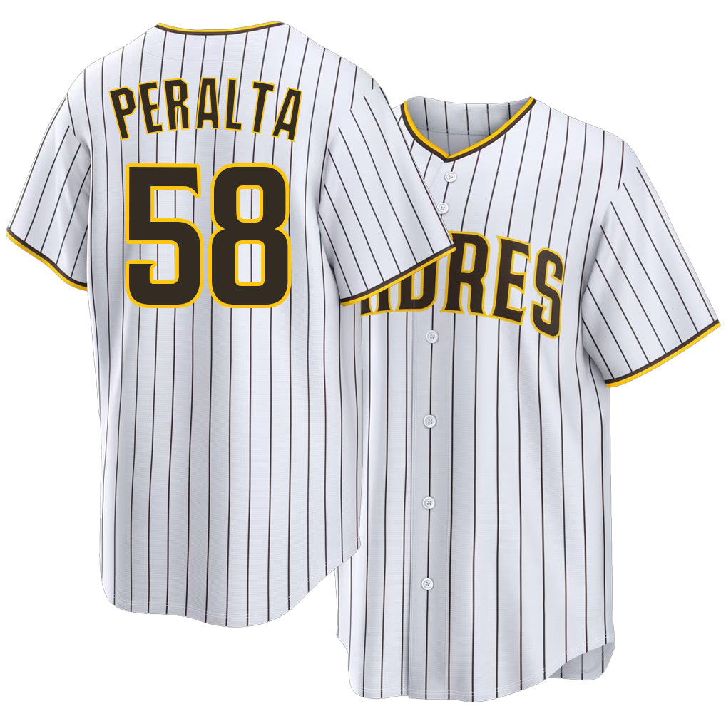 San Diego #58 Peralta Player Baseball Short Sleeve White Jersey Wandy For Men Women Youth Gift