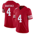 San Francisco #4 Martinez Player Football V Neck Short Sleeve Scarlet Jersey Adrian For Men Youth Women Gift