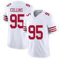 San Francisco #95 Collins Player Football V Neck Short Sleeve White Jersey Alfred For Men Youth Women Gift
