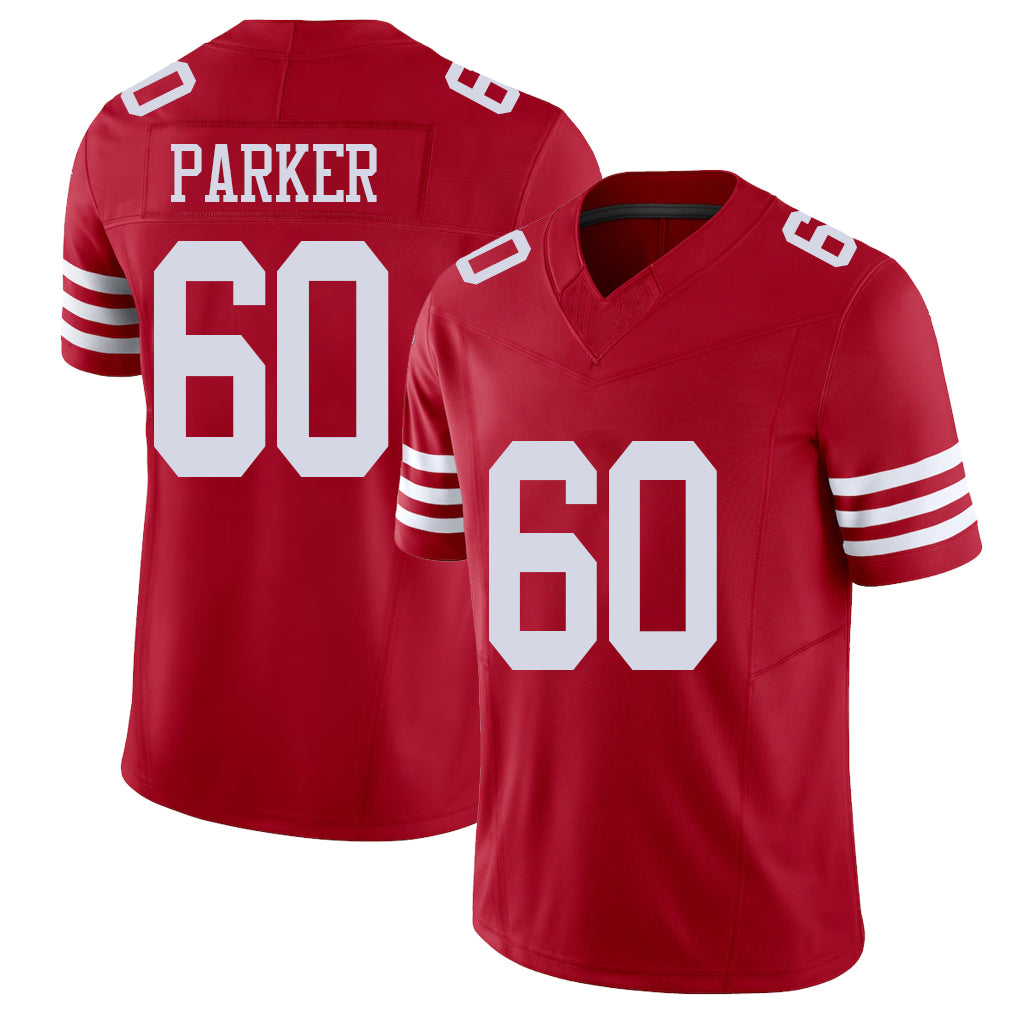 San Francisco #60 Parker Player Football V Neck Short Sleeve Scarlet Jersey Brandon For Men Youth Women Gift