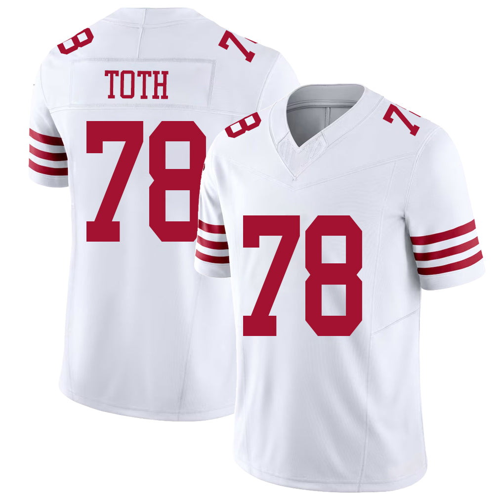 San Francisco #78 Toth Player Football V Neck Short Sleeve White Jersey Brett For Men Youth Women Gift