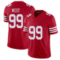 San Francisco #99 West Player Football V Neck Short Sleeve Scarlet Jersey CJ For Men Youth Women Gift