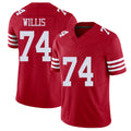 San Francisco #74 Willis Player Football V Neck Short Sleeve Scarlet Jersey Carver For Men Youth Women Gift