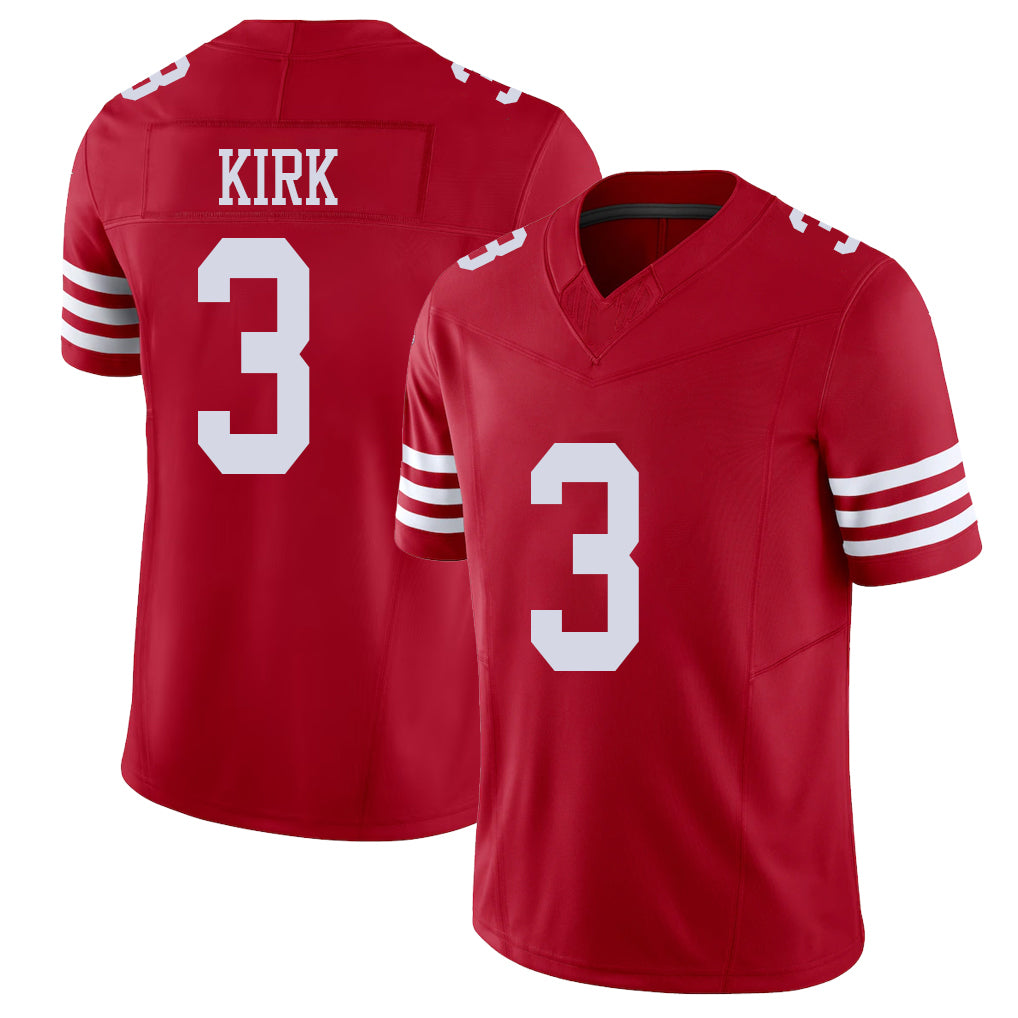 San Francisco #3 Kirk Player Football V Neck Short Sleeve Scarlet Jersey Christian For Men Youth Women Gift