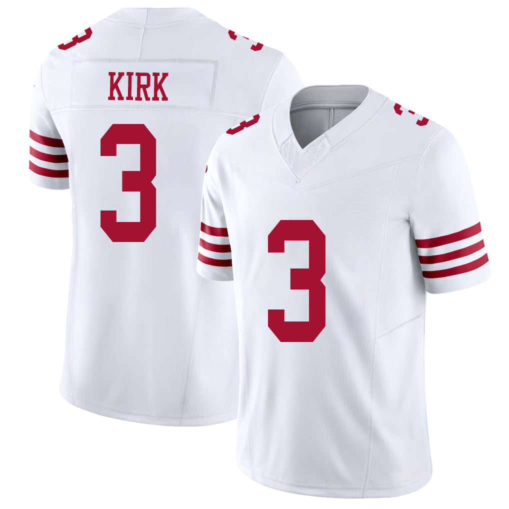 San Francisco #3 Kirk Player Football V Neck Short Sleeve White Jersey Christian For Men Youth Women Gift