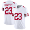 San Francisco #23 McCaffrey Player Football V Neck Short Sleeve White Jersey Christian For Men Youth Women Gift