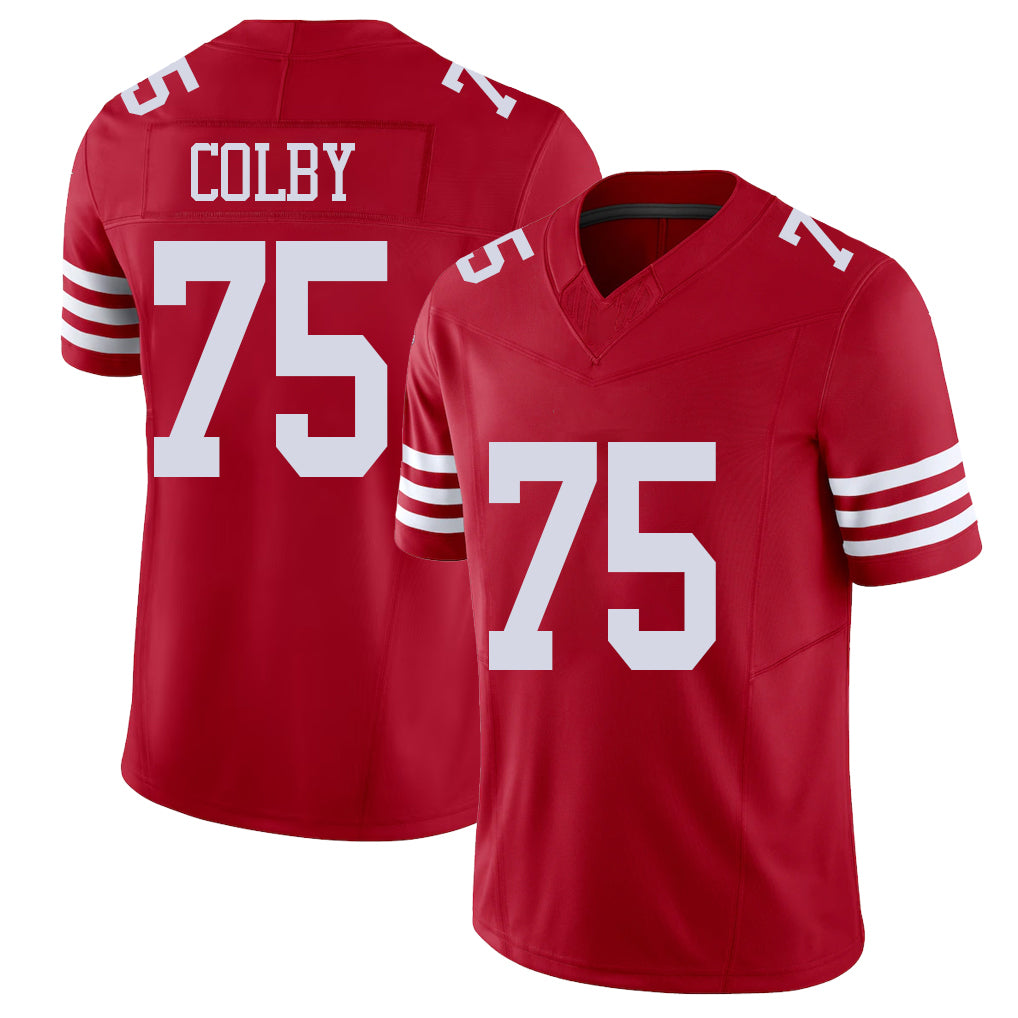 San Francisco #75 Colby Player Football V Neck Short Sleeve Scarlet Jersey Connor For Men Youth Women Gift