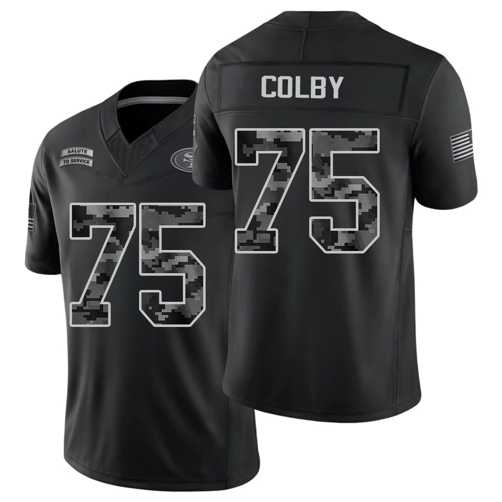 San Francisco #75 Colby Player Football V Neck Short Sleeve Black Jersey Connor For Men Youth Women Gift
