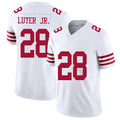 San Francisco #28 Luter Jr. Player Football V Neck Short Sleeve White Jersey Darrell For Men Youth Women Gift