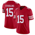 San Francisco #15 Stribling Player Football V Neck Short Sleeve Scarlet Jersey De'Zhaun For Men Youth Women Gift